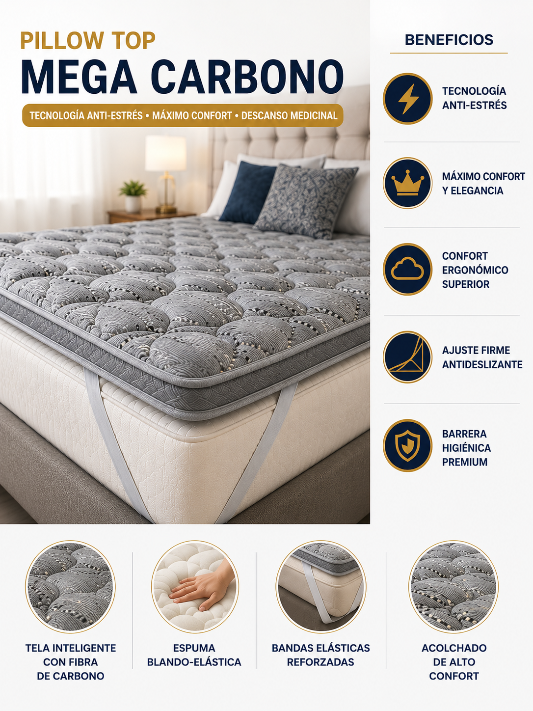 Pillow Top Mega Carbono