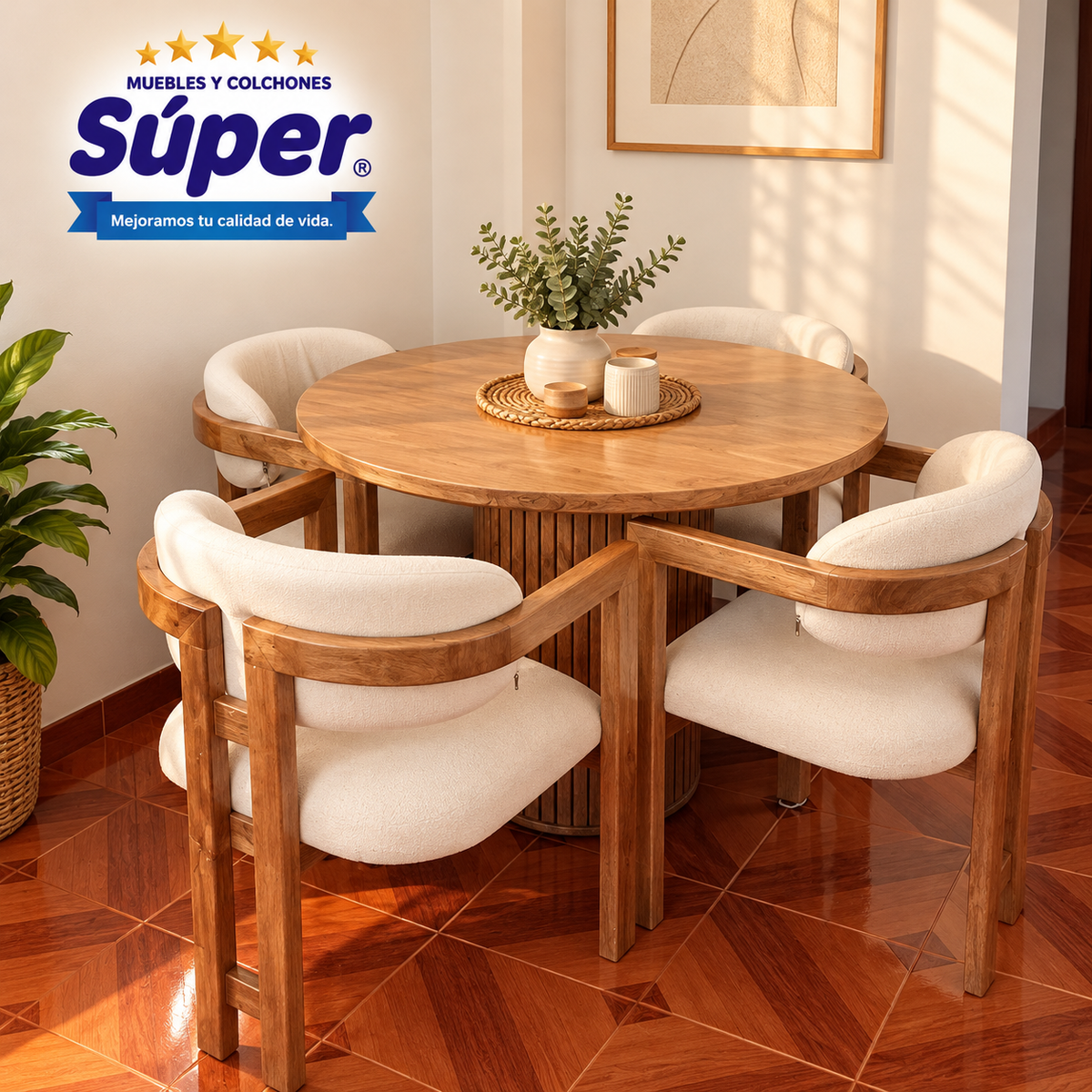 COMEDOR TAPIZADO 4P