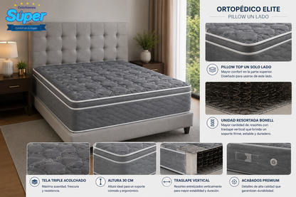 Colchón Ortopedico Elite Pillow Un Lado