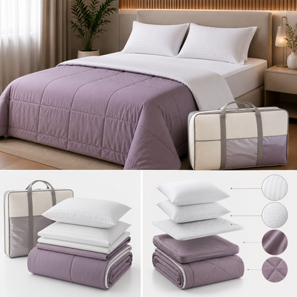 PROMO LENCERIA ALMOHADA SUPER + PROTECTOR SUPER + SABANA SUPER + EDREDON 2 FAZZ